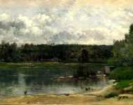 Charles-Franзois Daubigny - River Scene with Ducks